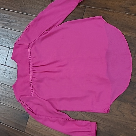 Jessica London Pink Blouse with Lace like Trim & cutout down the sleeves size 14 - Picture 3 of 11
